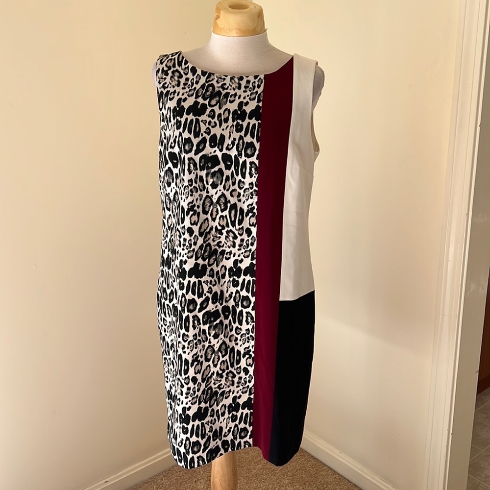 New! Ann Taylor SZ 12P, leopard color block dress.
